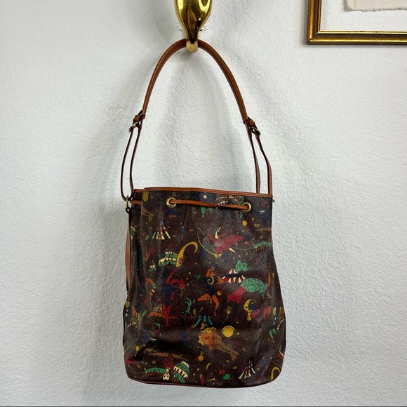 Piero Guidi Magic Circus 'Sophia' Leather Bucket Drawstring Bag - Picture 9 of 11